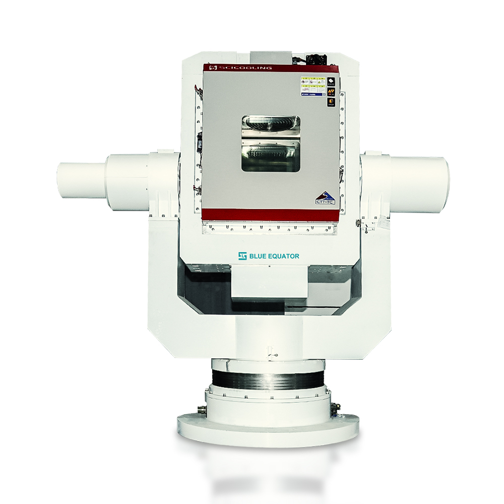Three axis motion simulator for inertial navigation testing white background