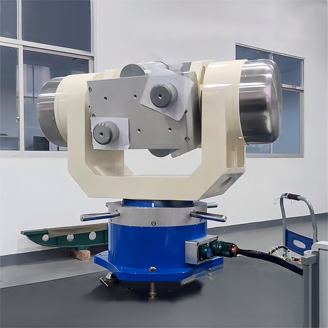Test equipment dimensions on industrial calibration workbench with sensor mounting fixture