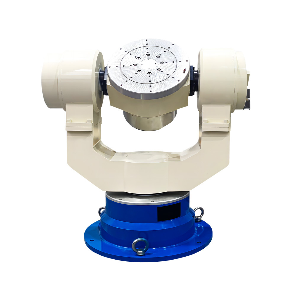 White background product shot of high dynamic precision three axis optical inertial time base simulation test table for autonomous vehicle IMU calibration