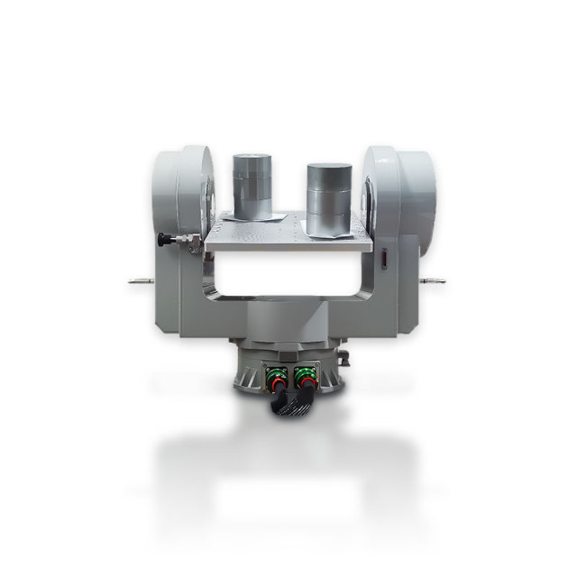 Precision dual axis gimbal white background for optical sensor industrial inspection