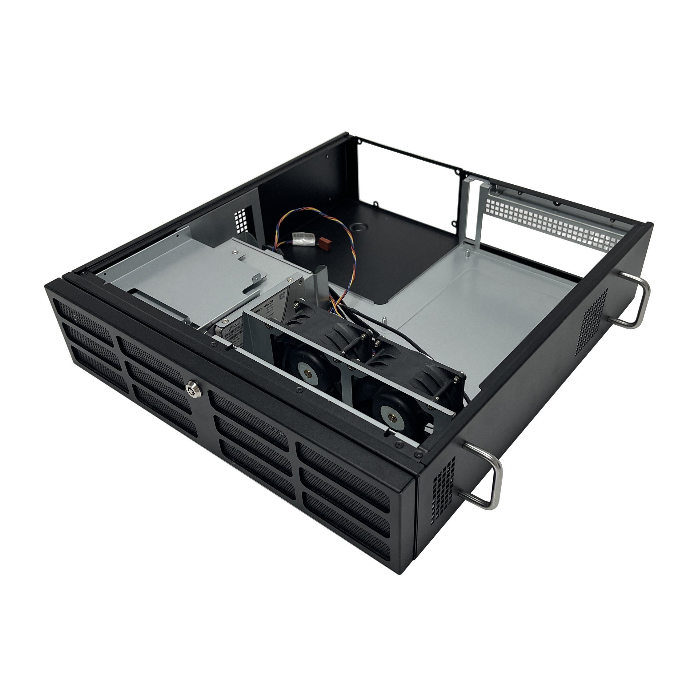 2U tower chassis with 2 hotswap HDD tray
