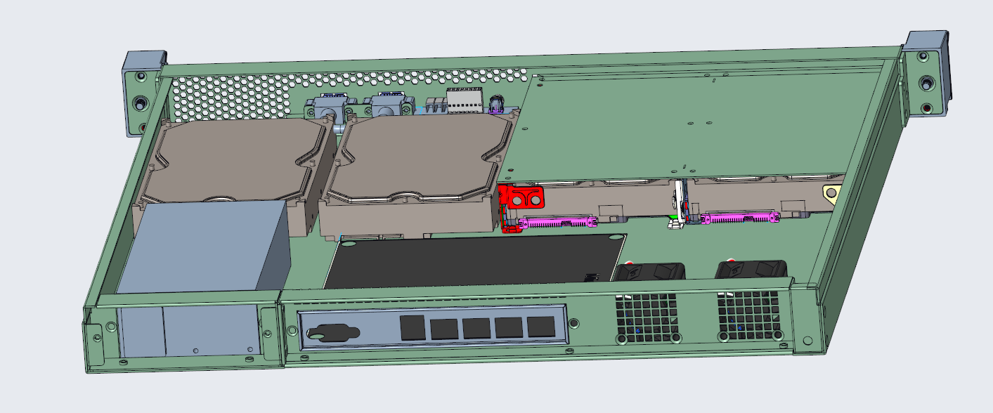 1U 2-bay hot swap storage chassis 400mm depth