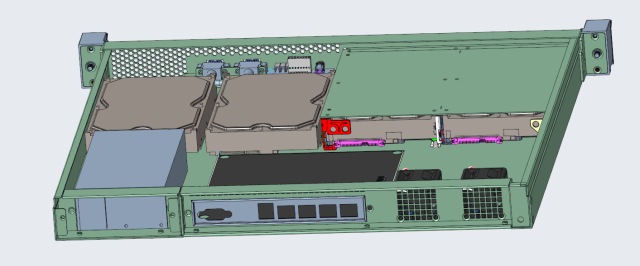 1U 2-bay hot swap storage chassis 400mm depth