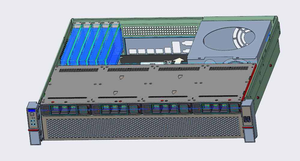 2U 4-bay hot swap storage chassis 400mm depth
