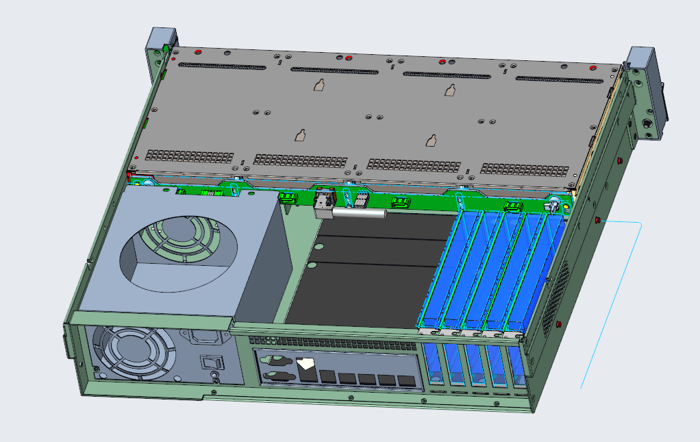 2U 4-bay hot swap storage chassis 400mm depth