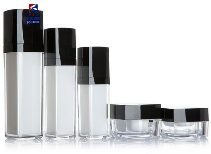 Black Cap Acrylic Set Bottle 100ML Lotion Bottle, 30/50G Cream Bottle