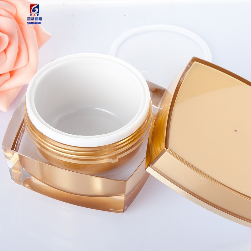 Gold Acrylic Square Flat Set Bottle Acrylic 100ML Lotion Pump Bottle,Classic 15/30/50G Acrylic Cream Jar