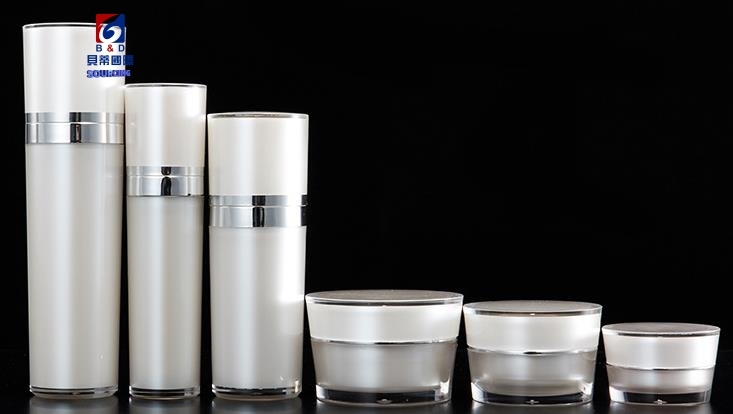 Gold Tapered Acrylic Set Bottle Acrylic 120ML Lotion Pump Bottle,Classic 30/50G Acrylic Cream Jar