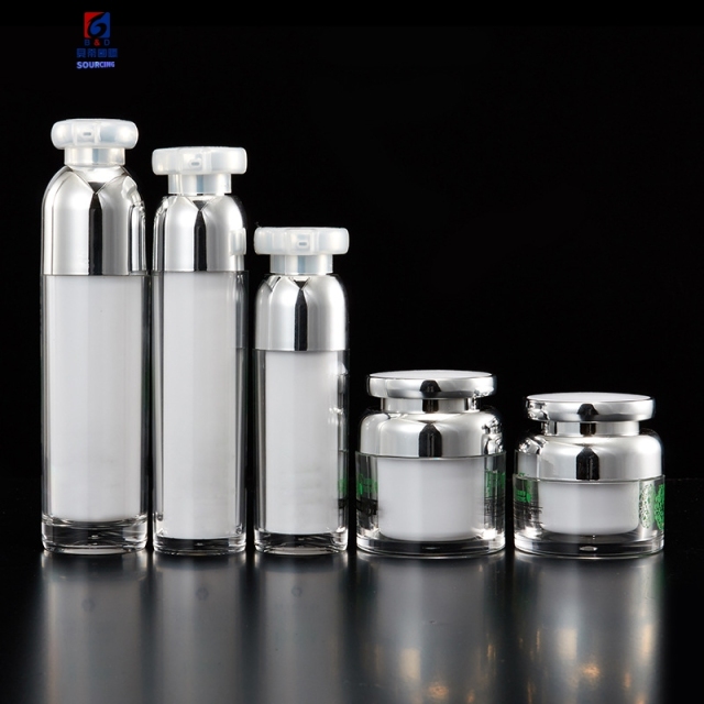 Acrylic Set Bottle Bright Sliver Dollar Head Bottle Acrylic 100ML Lotion Pump Bottle,Classic 30/50G Acrylic Cream Jar