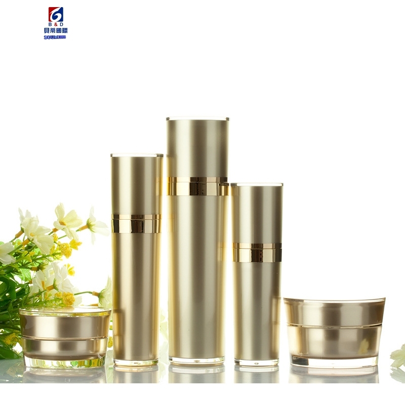 Gold Tapered Acrylic Set Bottle Acrylic 120ML Lotion Pump Bottle,Classic 30/50G Acrylic Cream Jar
