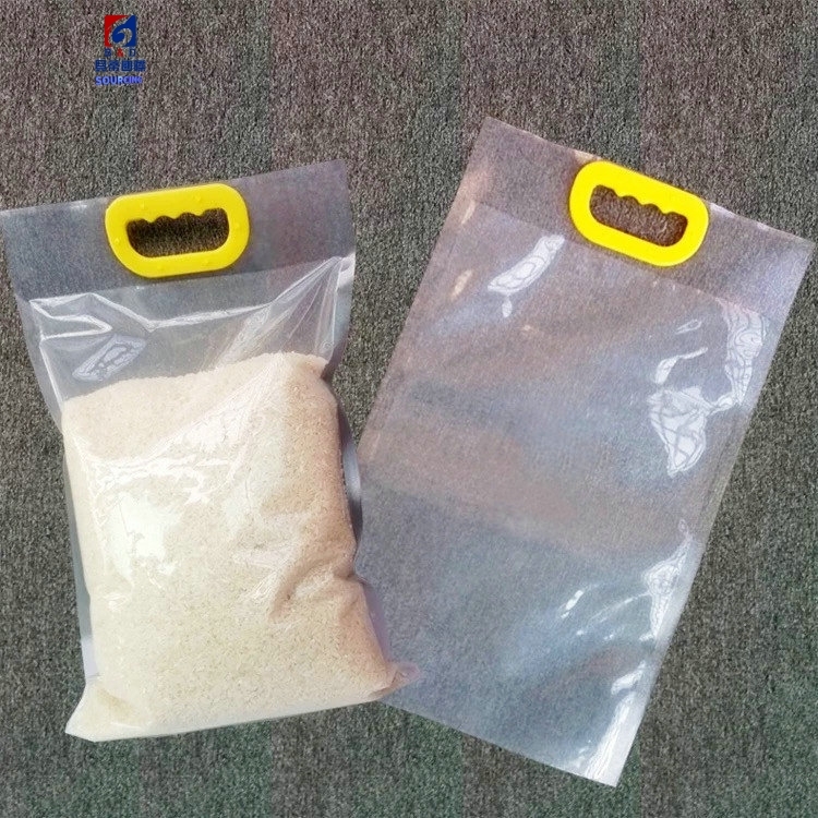 Transparent 10kg vacuum rice bag 5kg rice packing bag with hand-held buckle nylon vacuum packing bag rice bag