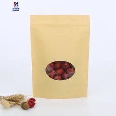 Circular window kraft paper bag jujube walnut food packaging bag chestnut food sealed packaging bag