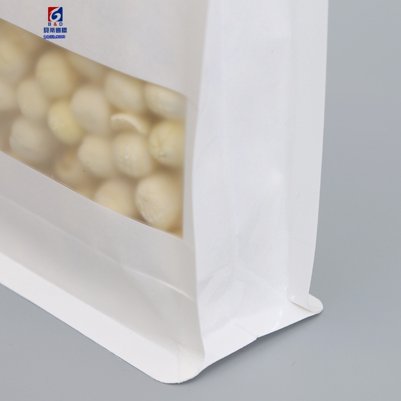 White eight side seal bag grain dried fruit packaging bag kraft paper self-sealing bag