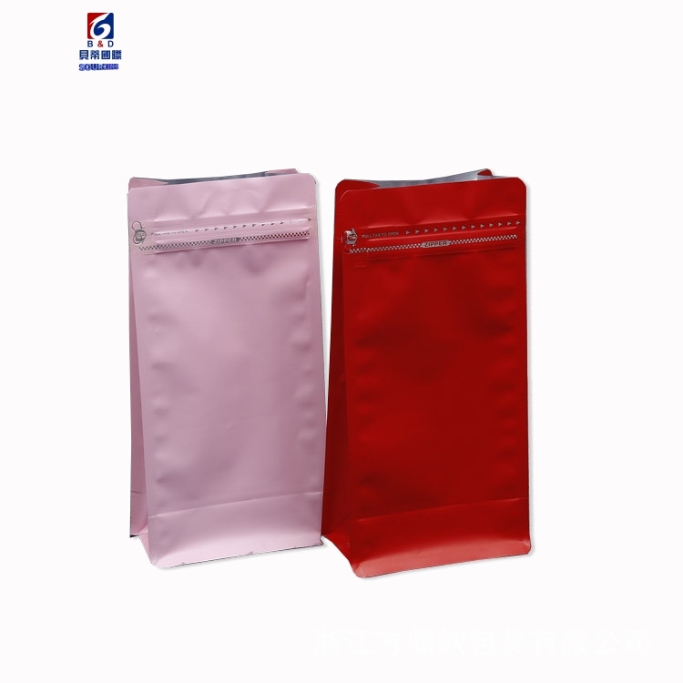 Food bag coffee bean air valve packaging bag eight side seal food packaging bag