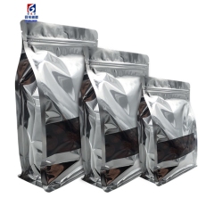 Aluminized window eight side seal pocket food square bottom aluminum foil self-sealing bag food self-sealing bag