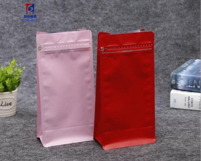 Food bag coffee bean air valve packaging bag eight side seal food packaging bag