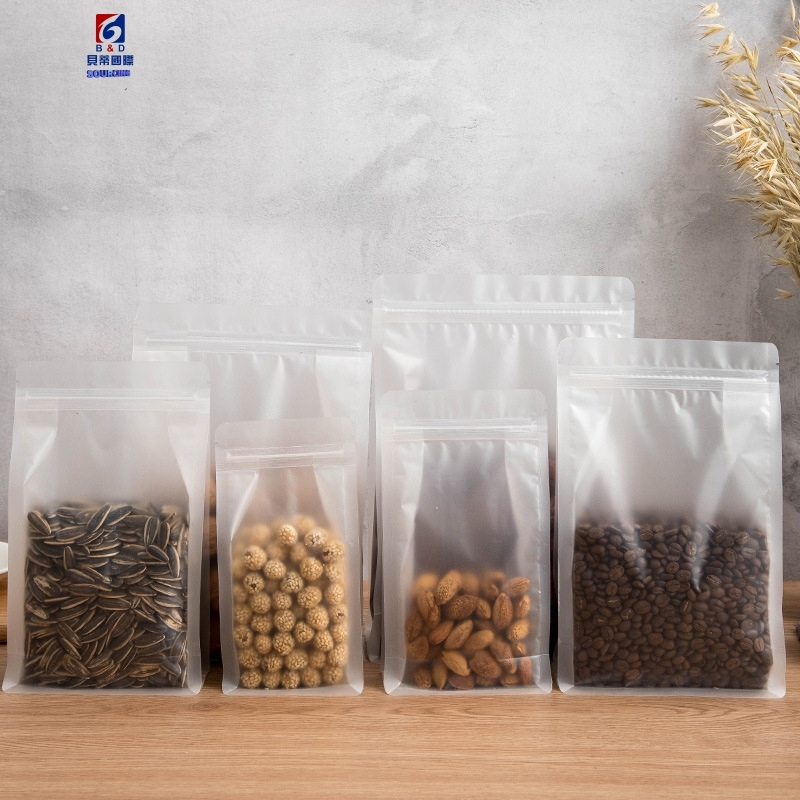 Transparent frosted dried fruit food packaging bag eight side seal stand on its own packaging bag dried fruit snacks plastic food bag