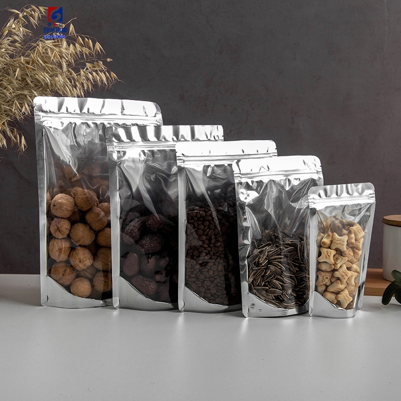 Thickened yin-yang aluminized self-sealing bag 20 silk translucent aluminized bone pulling bag dried fruit aluminum film zipper bag