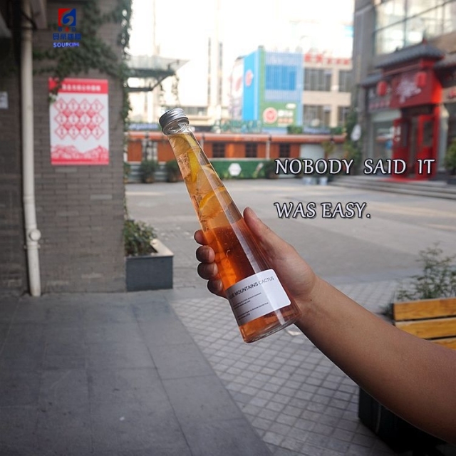 300ml Glass Beverage Bottle Conical Flask With Aluminium Lid