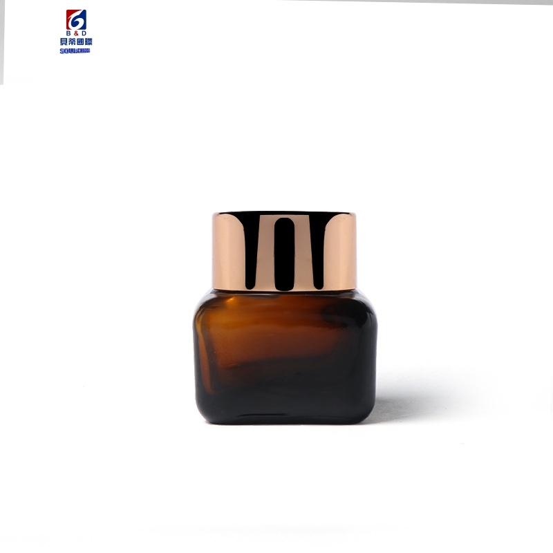 25G Square Brown Glass Cream Jar
