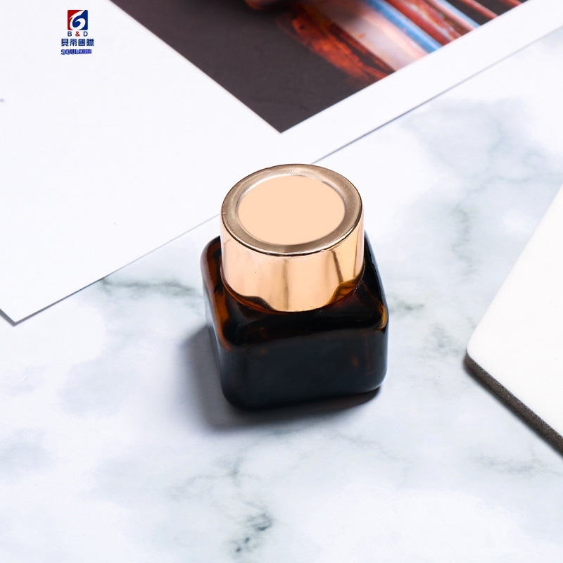 25G Square Brown Glass Cream Jar
