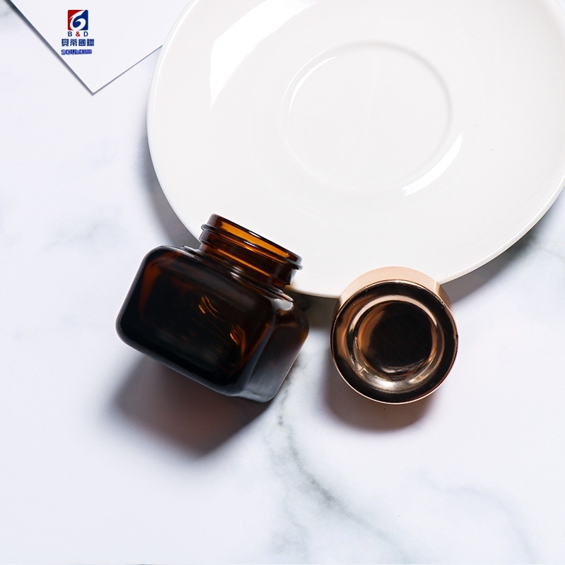 25G Square Brown Glass Cream Jar