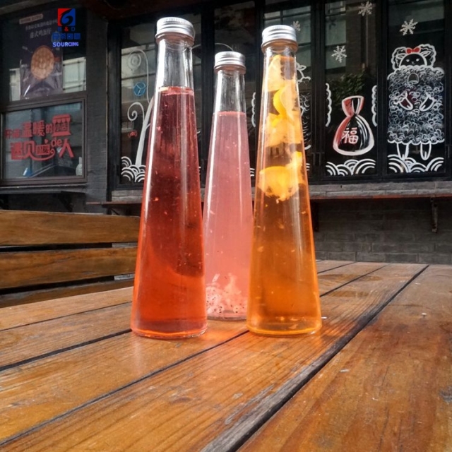 300ml Glass Beverage Bottle Conical Flask With Aluminium Lid
