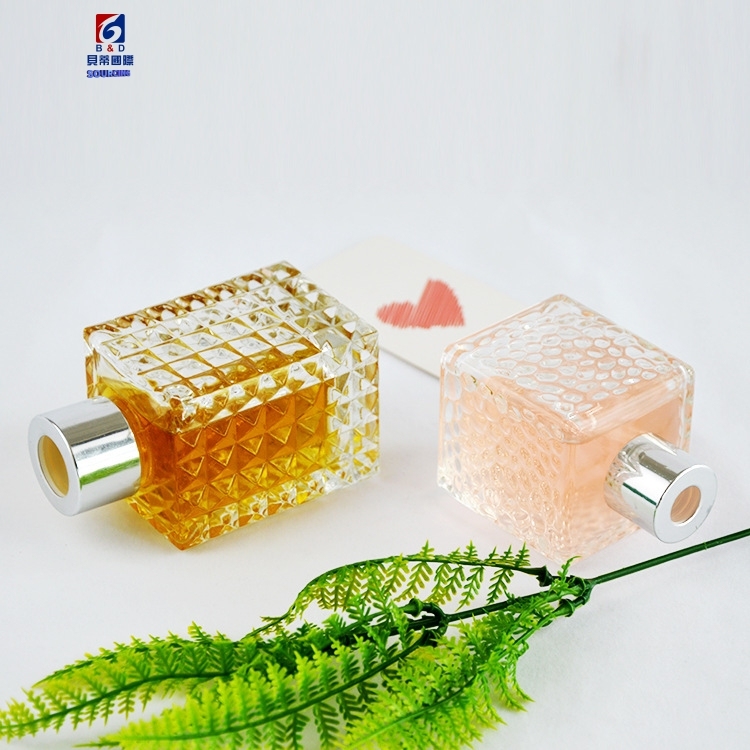 80/100ML Pineapple Pattern Cube Transparent Fragrance Glass Bottle
