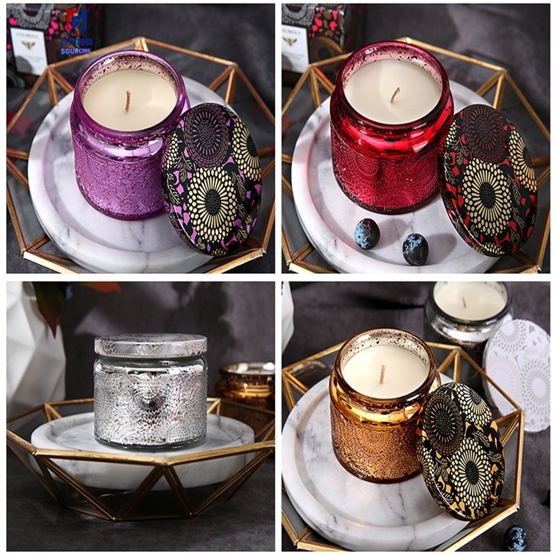 An Empty Jar Of Colored Scented Candles