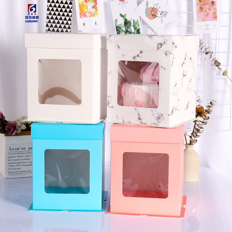 Transparent Portable Double Window Cake Box