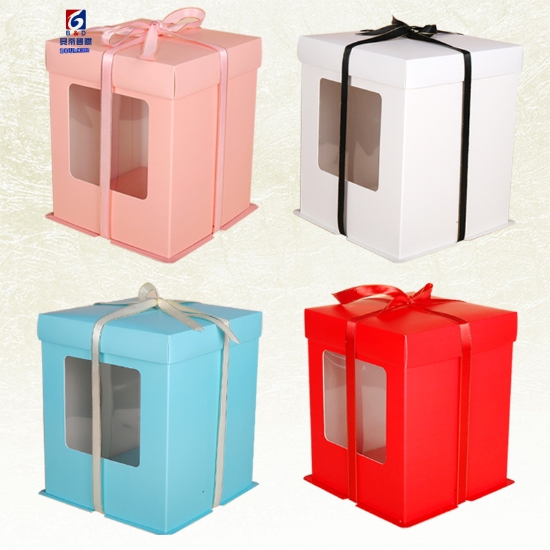 Transparent Portable Double Window Cake Box