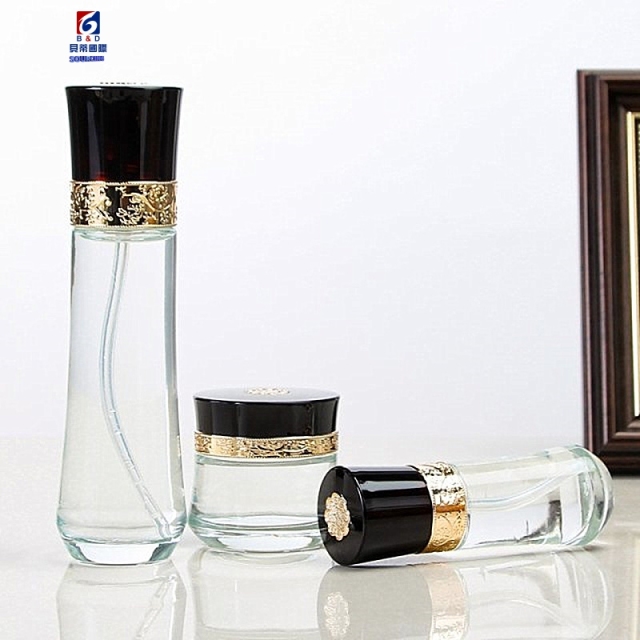 Glass Set Bottle 30/50g Cream Jar, 40/100/120ml Emulsion Spray Bottle,