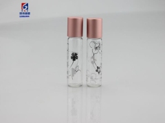 5ML Transparent Glass Roller Bottle With Pink Aluminum Cover