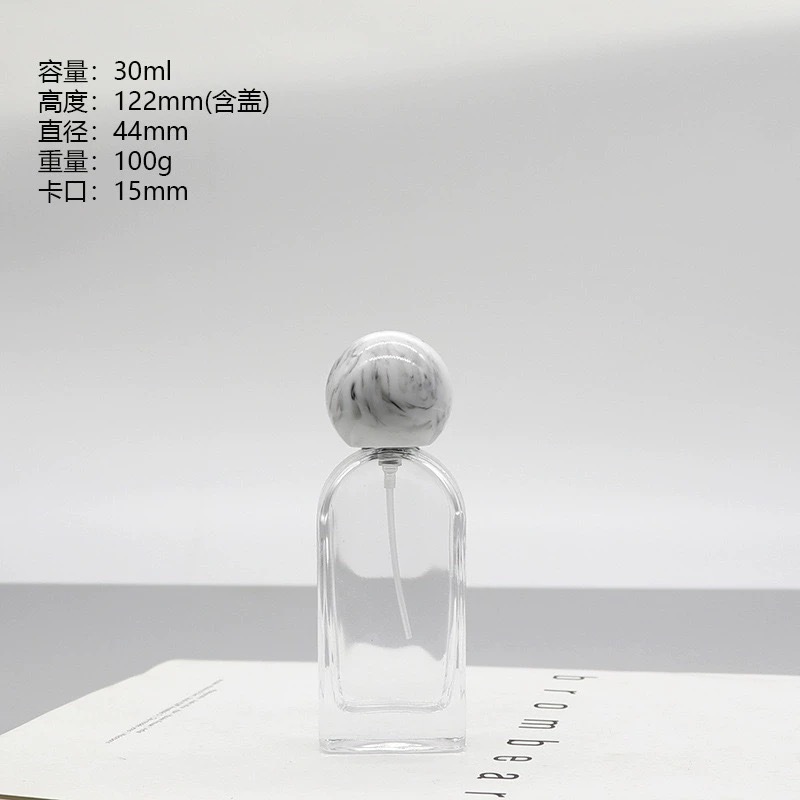 YUXI crystal white glass water bottle spray bottle bayonet high-end curved bottle makeup empty bottle