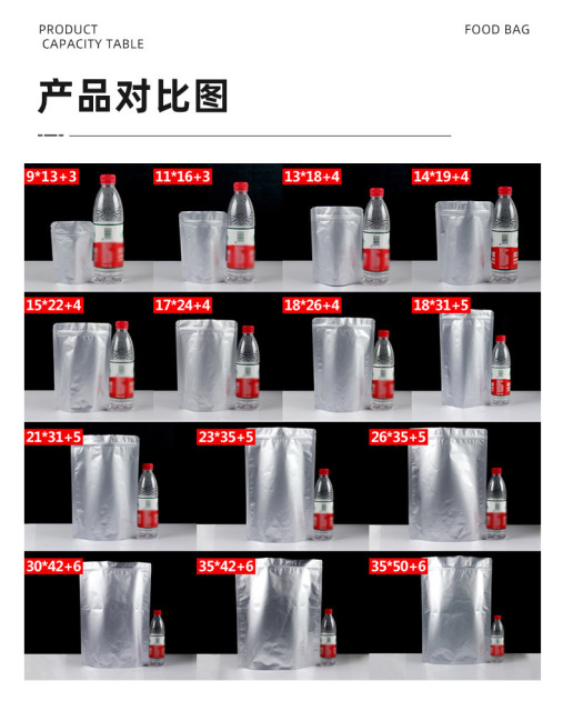 100pcs Aluminum foil self-sealed bags, plastic bags, self-standing ,food bags, gift bags