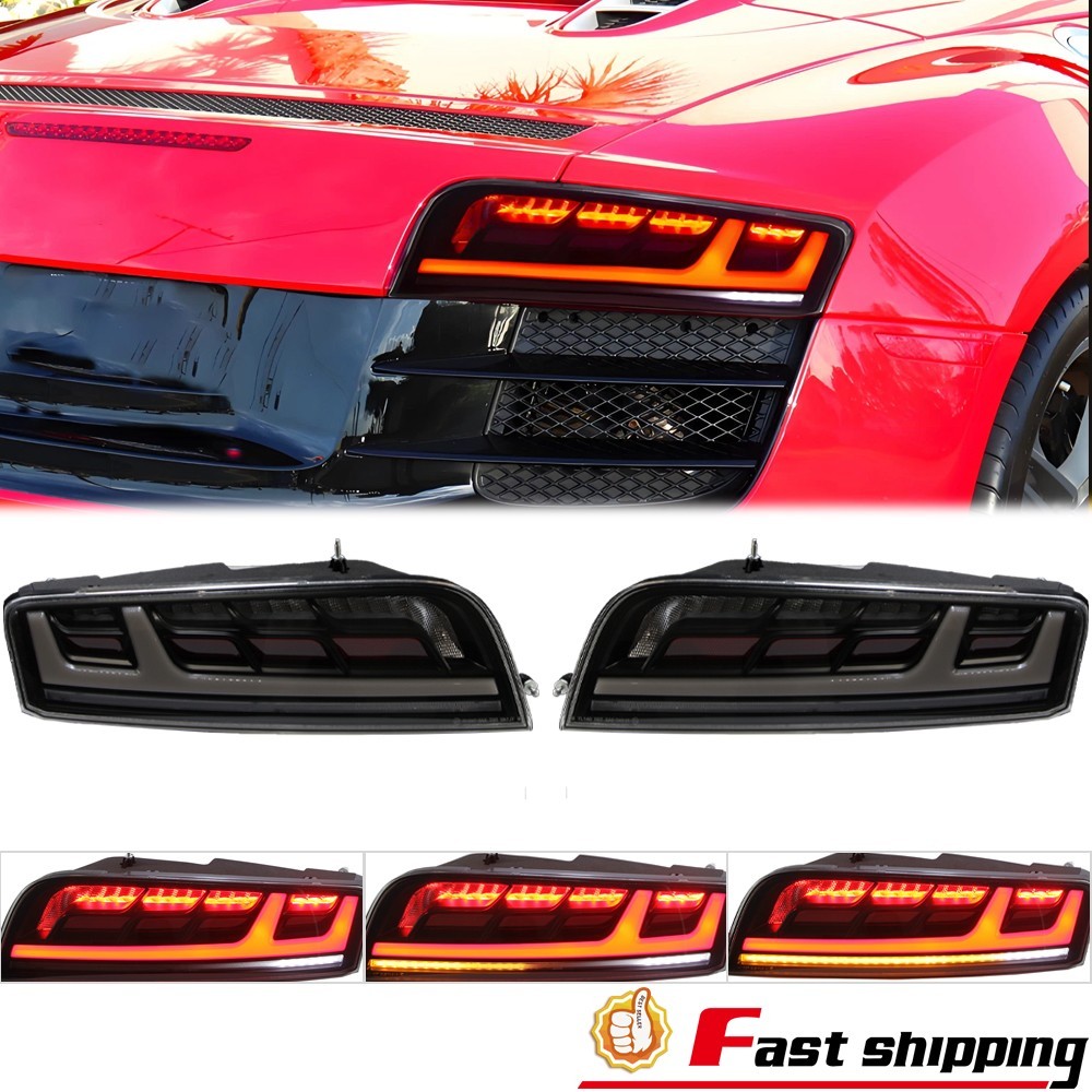 Clear Lens +White LED Bars Sequential Taillights VANTA DESIGN Left+Right For Audi R8 2007-2016