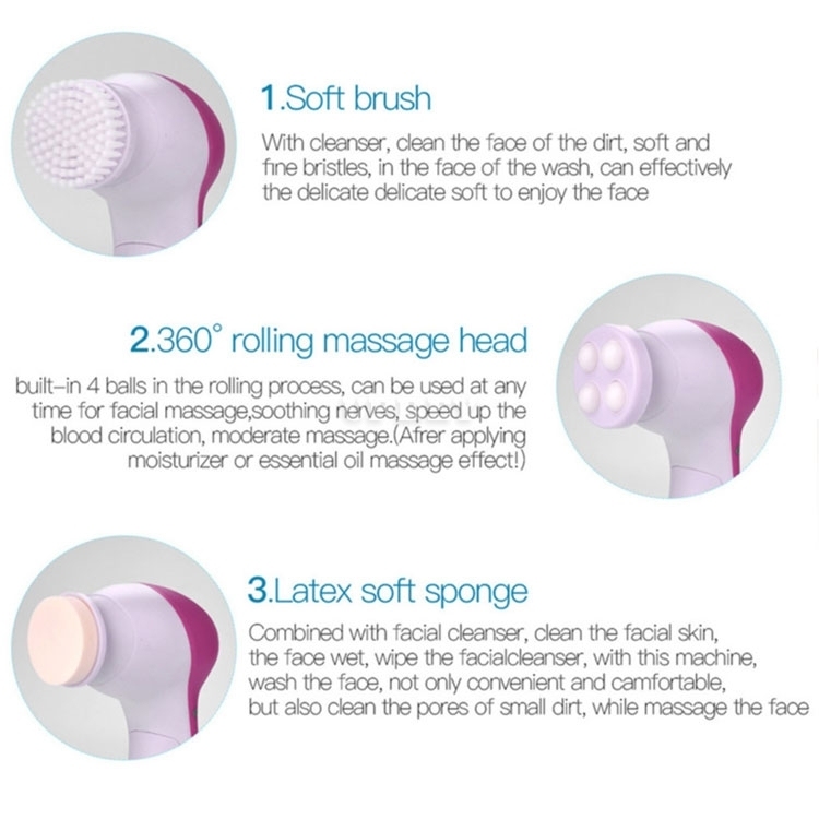 5 in 1 Facial Cleanser Massager Electric Beauty Care Brush AE-8782 Scrubber Face Care Skin