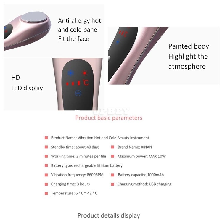 Ultrasonic Vibration Hot And Cold XN-8060 Negative Ion Cryotherapy Wrinkle Remover Essence Hammer Face Massage Instrument