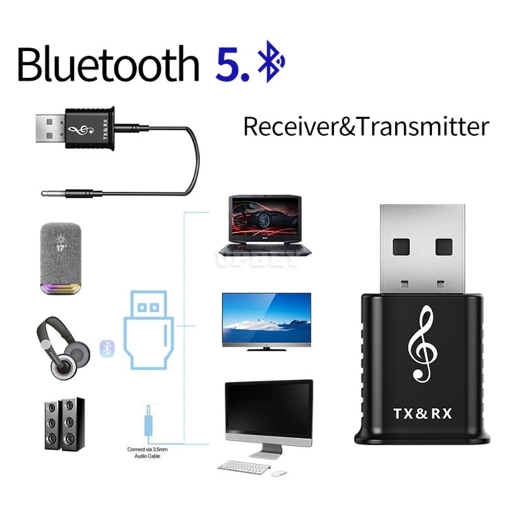 2in1 Adapter MSD168 Receiver Transmitter 3.5mm HIFI Stereo AUX Bluetooth v5.0 For Car Speaker TV