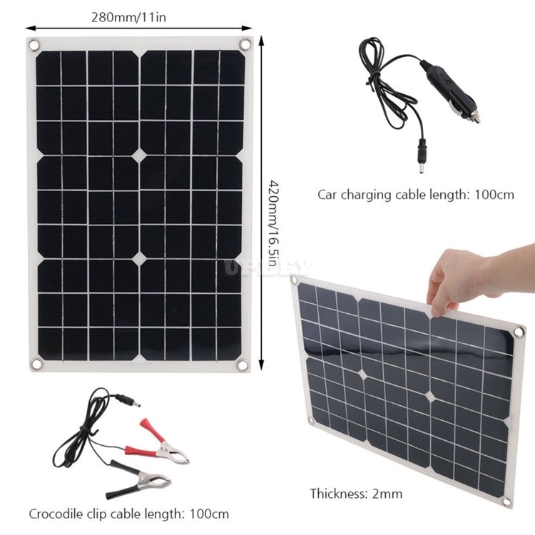 Solar Panel 12V 20W USB with Car Charger for Outdoor Camping Mountain Emergency SP01 Light Mono Crystalline Waterproof