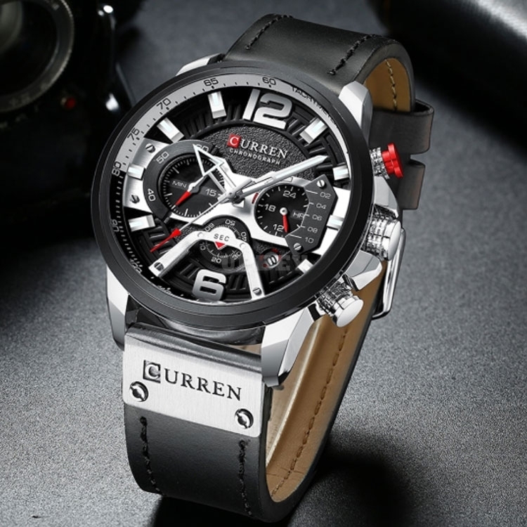 CURREN 8329 Casual Sport Watches Clock Top Brand Luxury Leather Wristwatch Military for Men Fashion Chronograph