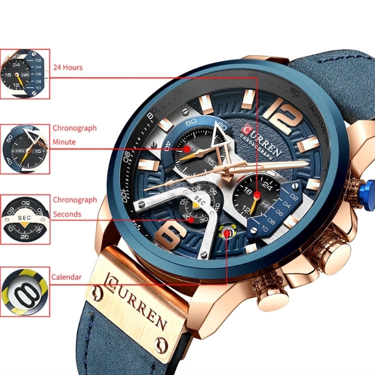 CURREN 8329 Casual Sport Watches Clock Top Brand Luxury Leather Wristwatch Military for Men Fashion Chronograph
