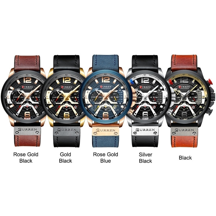 CURREN 8329 Casual Sport Watches Clock Top Brand Luxury Leather Wristwatch Military for Men Fashion Chronograph