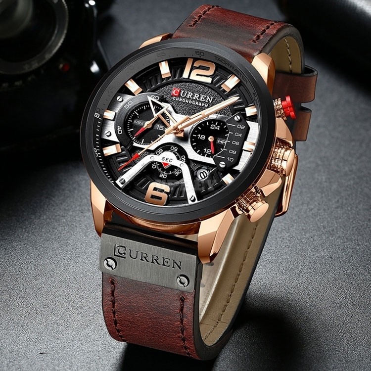 CURREN 8329 Casual Sport Watches Clock Top Brand Luxury Leather Wristwatch Military for Men Fashion Chronograph
