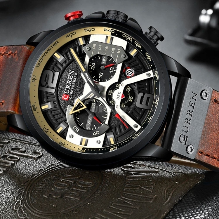 CURREN 8329 Casual Sport Watches Clock Top Brand Luxury Leather Wristwatch Military for Men Fashion Chronograph