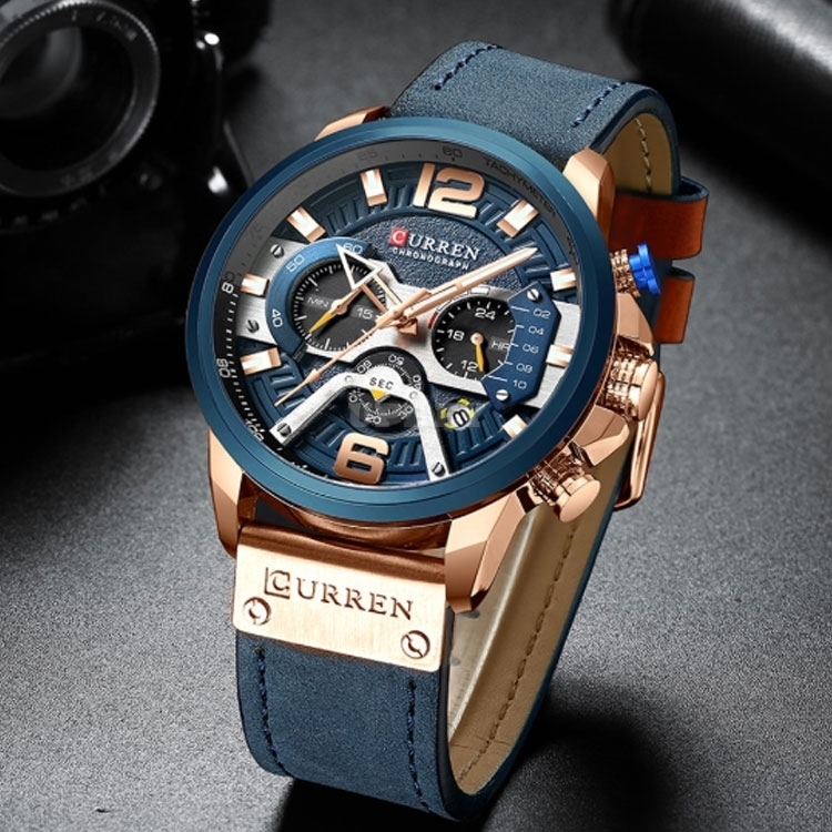 CURREN 8329 Casual Sport Watches Clock Top Brand Luxury Leather Wristwatch Military for Men Fashion Chronograph