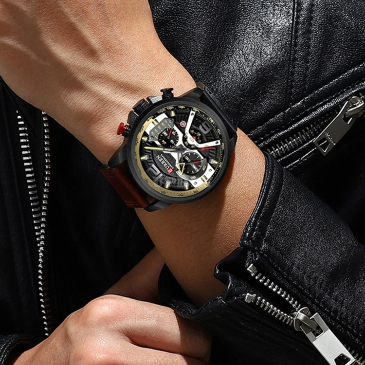 CURREN 8329 Casual Sport Watches Clock Top Brand Luxury Leather Wristwatch Military for Men Fashion Chronograph