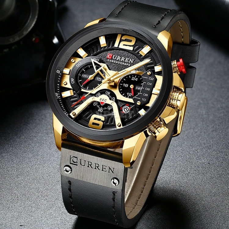 CURREN 8329 Casual Sport Watches Clock Top Brand Luxury Leather Wristwatch Military for Men Fashion Chronograph