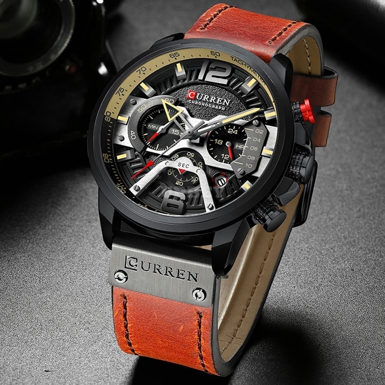 CURREN 8329 Casual Sport Watches Clock Top Brand Luxury Leather Wristwatch Military for Men Fashion Chronograph