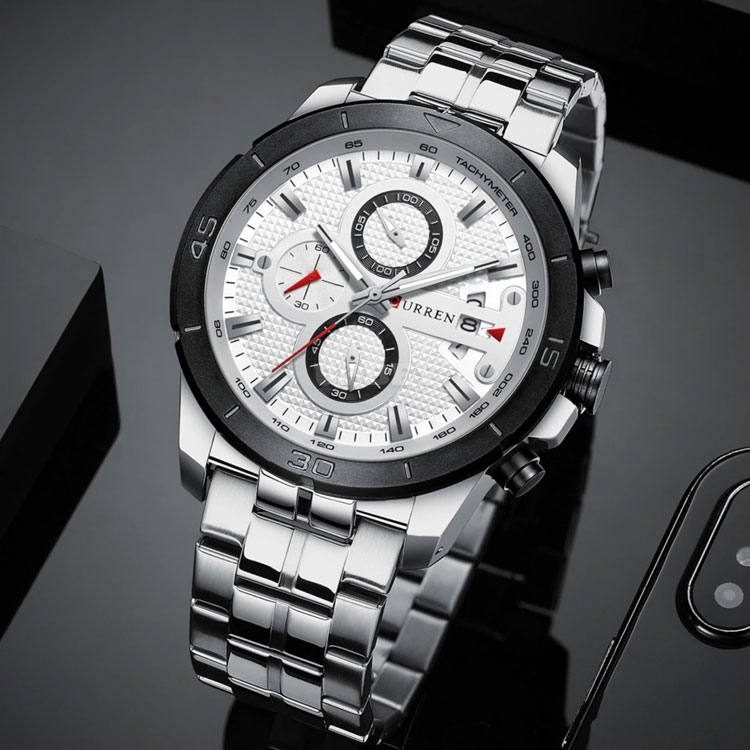 CURREN 8337 Quartz Watch Gold Silver Top Brand Casual Sport Clock Luxury Wristwatch for Men Fashion Chronograph
